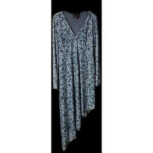 Oak & Trellis Dress NWT SZ Lg Midi Oceanview Baby Doll Long Sleeve Sheer HOCO